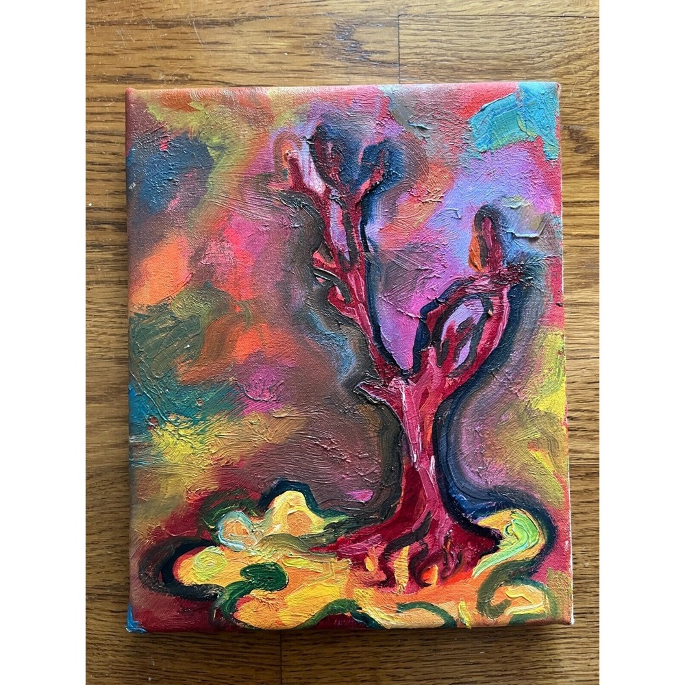 The Tree - Original Oil Painting Canvas one of a kind Abstract Hippie Dream Art